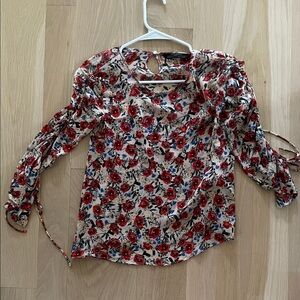 Zara Red and Blue Floral Blouse